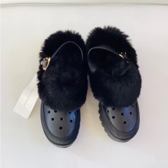 Stella McCartney Black Trace May Alter Croc Fur Clogs Shoes SZ 6/36 - Picture 8 of 9